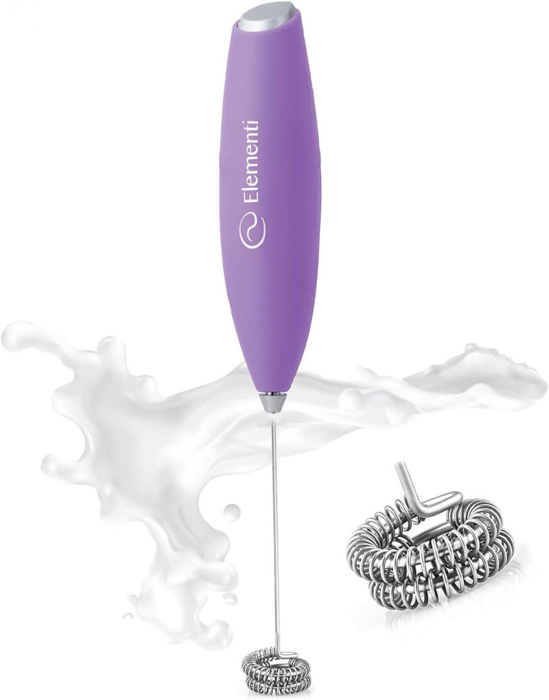 Elementi Milk Frother Wand - Easy to Use Handheld Electric Stirrer for Powder Drinks, Durable & Powerful Coffee Whisk & Protein Powder Mixer Wand, Hand Frother, Coffee Stirrers Electric (Lavender) - Image 1